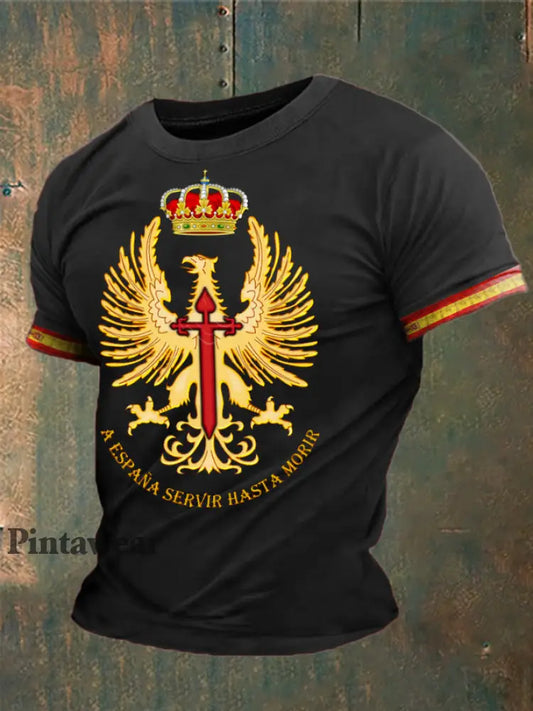 Cruz de la fe de España de los hombres de Santiago Impreso camiseta negro / S