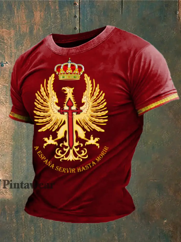 Cruz de la fe de España de los hombres de Santiago Impreso camiseta rojo / S