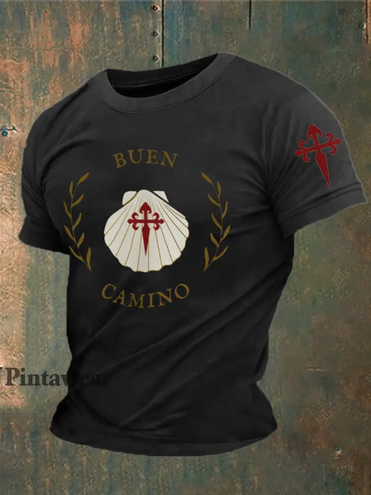 España Fe Cruz de Santiago Peregrinación a Santiago Camiseta estampada negro / S
