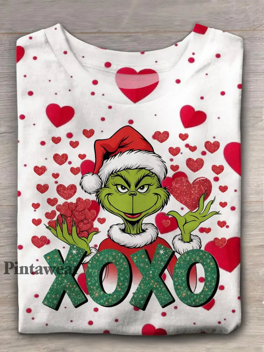 Green Monter Xoxo Valentines Crew Neck T-shirt Mixed Color / S Día de San Valentín