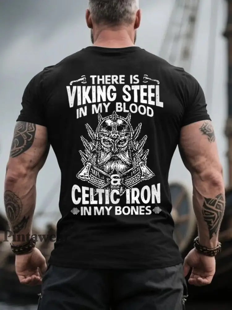 Herr Retro det finns vikinga stål i mitt blod Nordiska stil Casual Tee