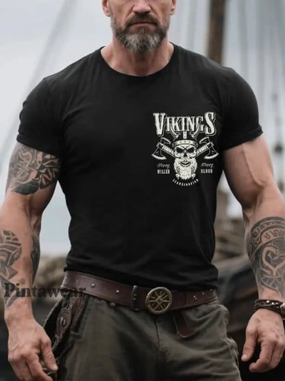 Herrens Retro Viking Krigare Nordic Style Casual Tee