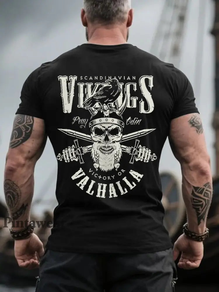 Herrens Retro Viking Krigare Nordic Style Casual Tee