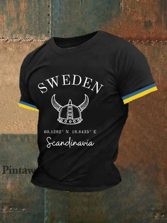Herrens svenska Viking Ptinted Short Sleeves T-shirt svart / S
