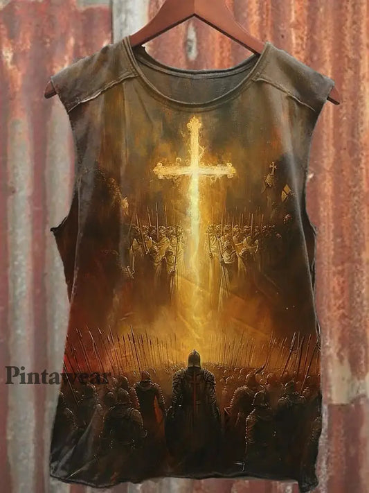 Hombres Casual Cross Impreso Tank Top oro amarillo / S