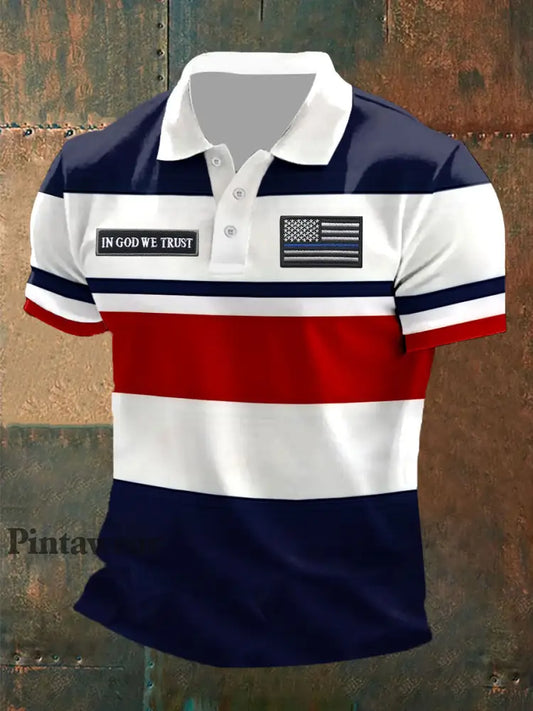 Hombres In God We Trust Impreso Casual Polo como imagen / S