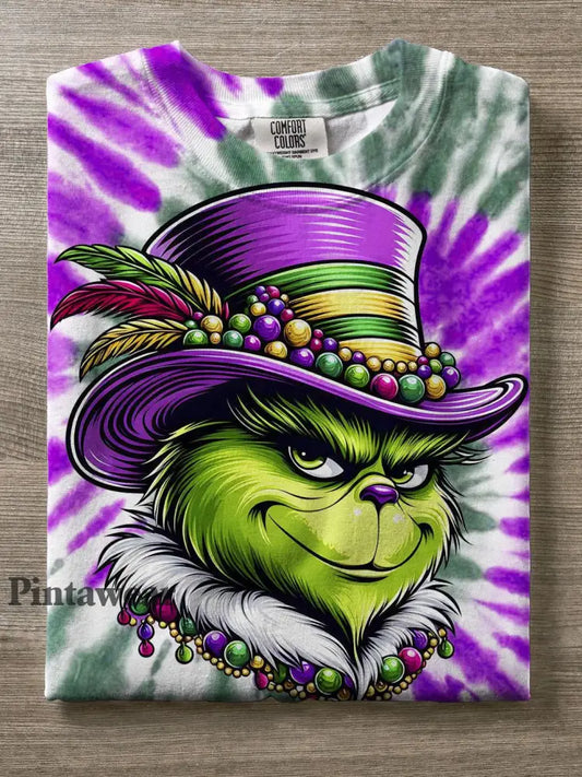 Mardi Gras Festival Hat Feather Character Print T-Shirt Mixed Color / S Día de San Valentín