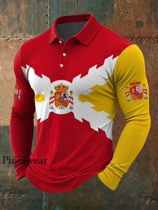 Men’s Spain Cross of Burgundy Printed Casual Tops As picture / S