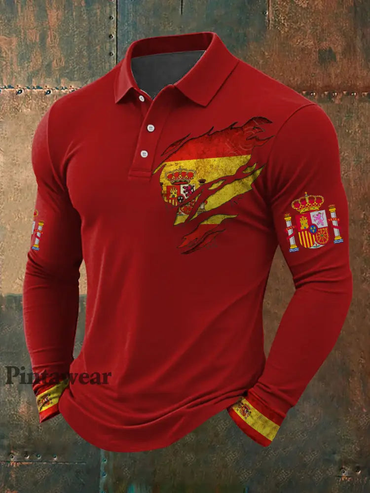 Men’s Spain Printed Casual Tops Red / S