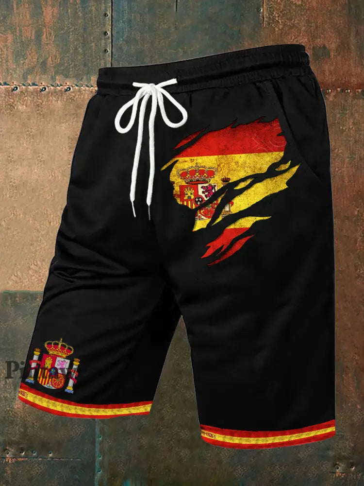 Men’s Spain Printed Shorts Black / S
