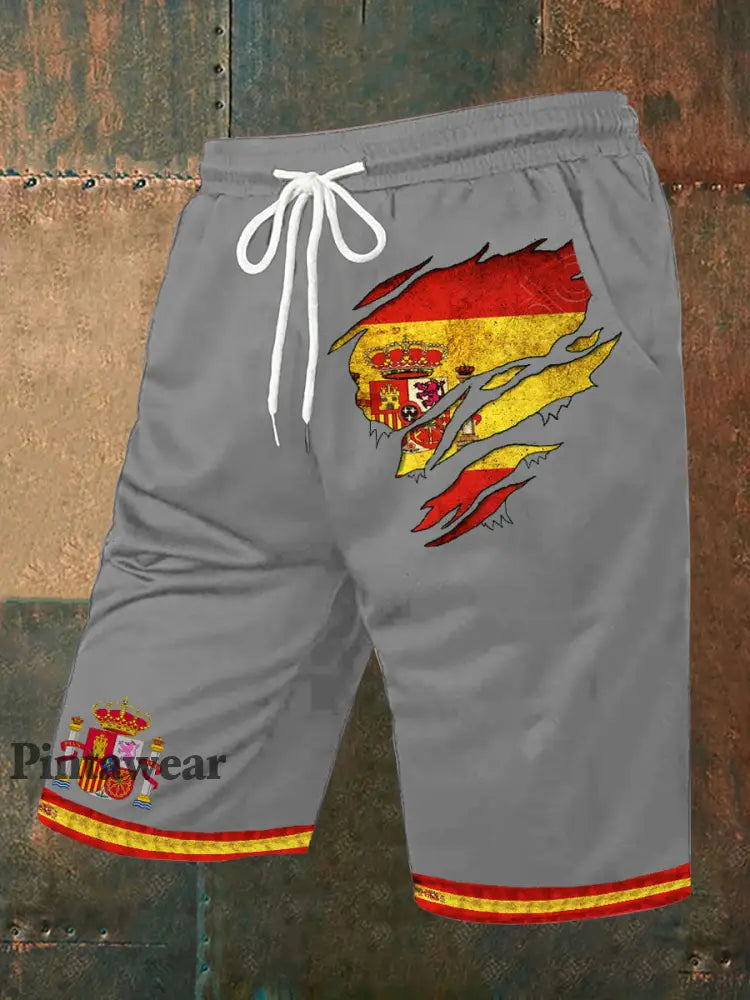Men’s Spain Printed Shorts Light Gray / S