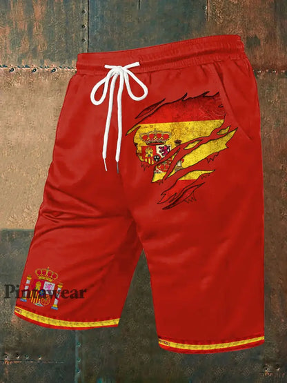 Men’s Spain Printed Shorts Red / S