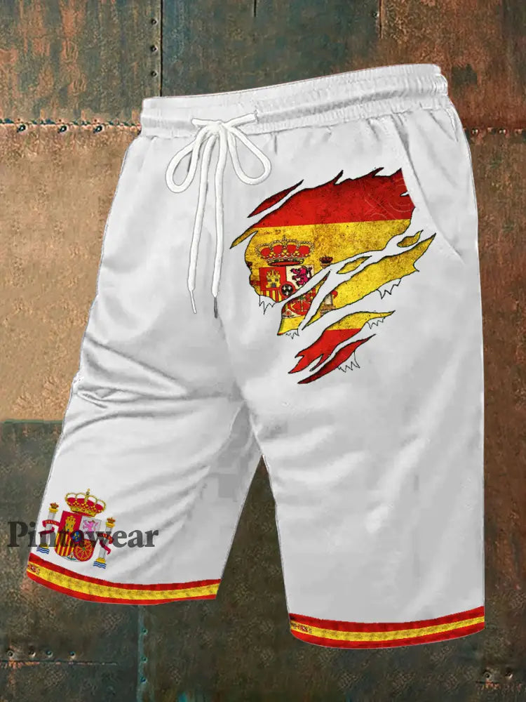 Men’s Spain Printed Shorts White / S