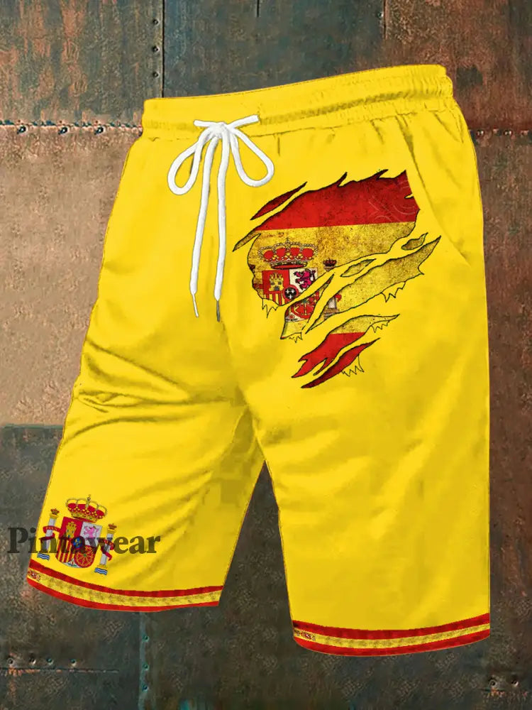 Men’s Spain Printed Shorts Yellow / S