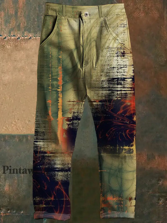 Pantalones casuales de impresión de moda de arte colorido abstracto retro de los hombres A / S