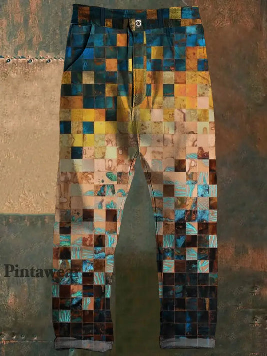 Pantalones casuales de impresión de moda de arte colorido abstracto retro de los hombres A / S