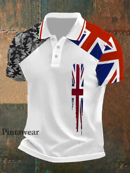 Polo casual Union Jack para hombre blanco / S