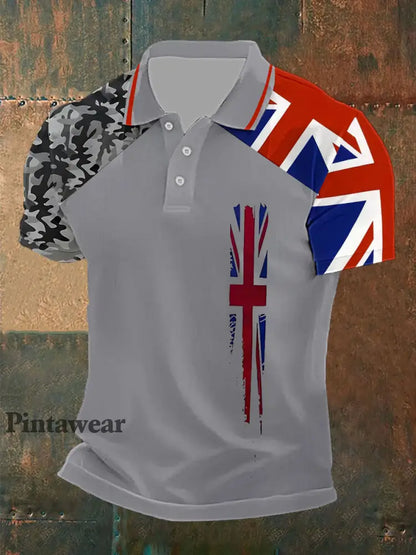 Polo casual Union Jack para hombre gris / S