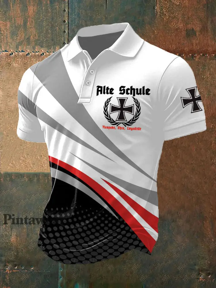 Polo de manga corta estampado Alte Schule para hombre rojo / S