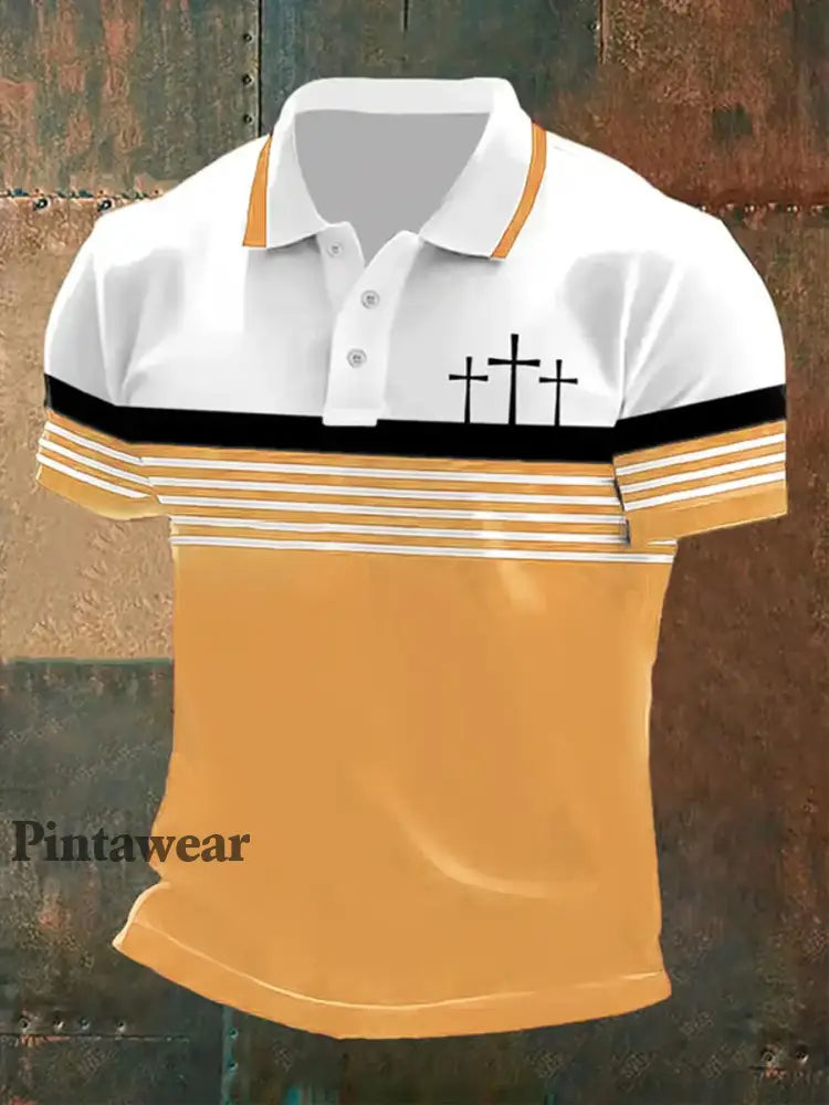 Polo de manga corta para hombre amarillo / S