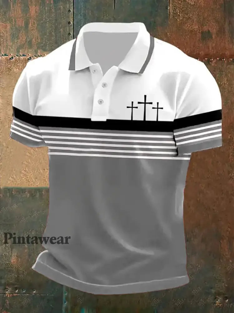 Polo de manga corta para hombre gris / S