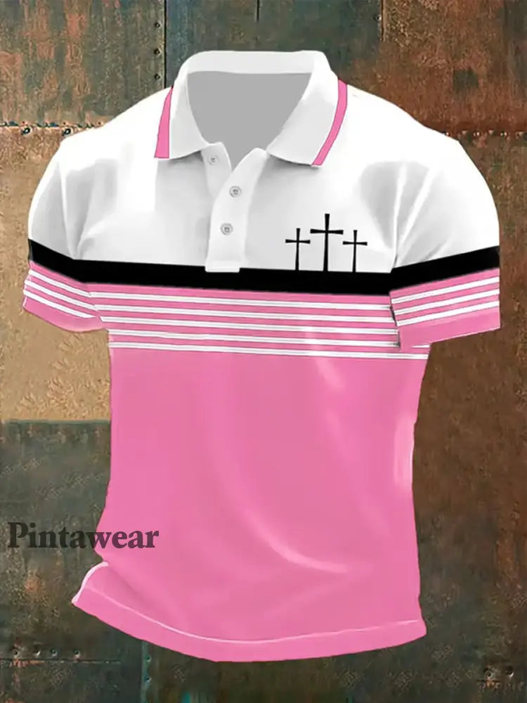Polo de manga corta para hombre rosa / S