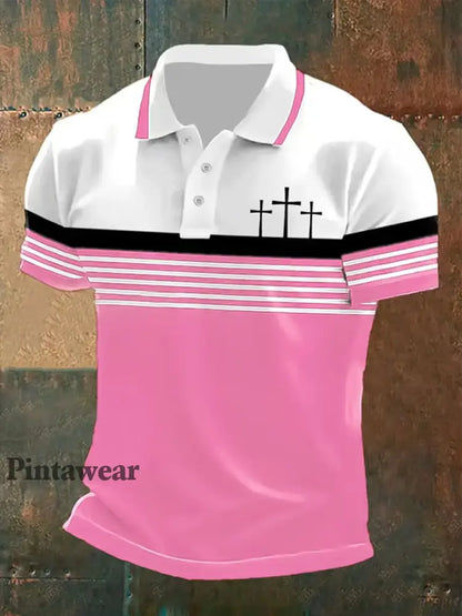 Polo de manga corta para hombre rosa / S