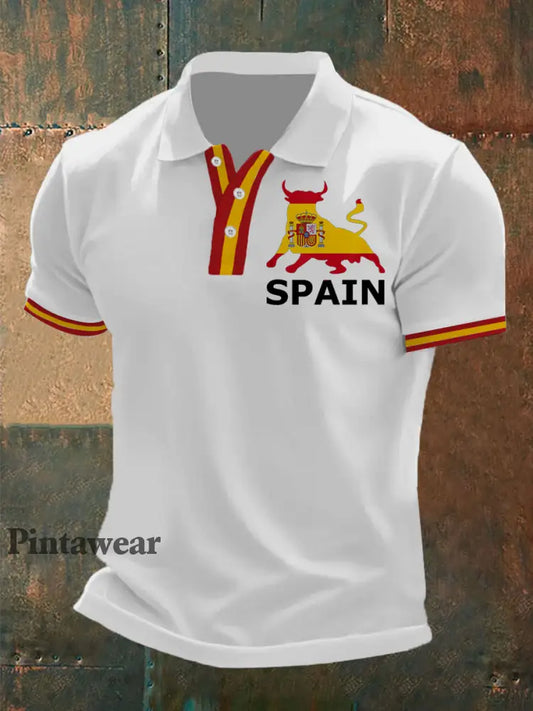 Polo de manga corta Toro de España para hombre blanco / S