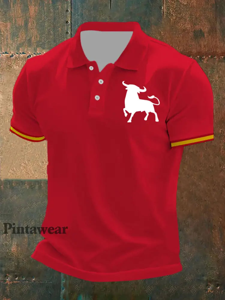 Polo de manga corta Toro de España para hombre rojo / S