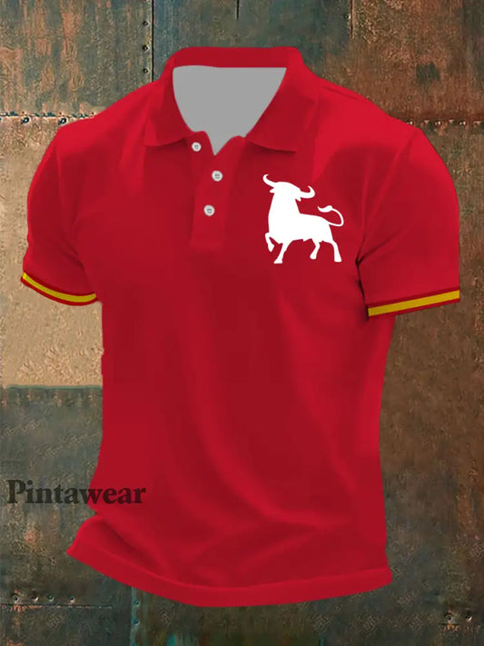 Polo de manga corta Toro de España para hombre rojo / S