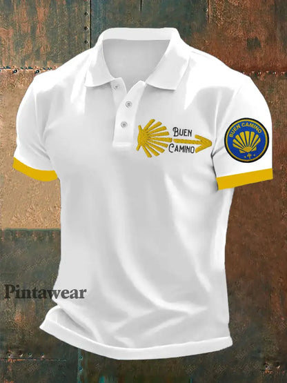 Polo España Fe Peregrinación a Santiago para hombre Blanco / S