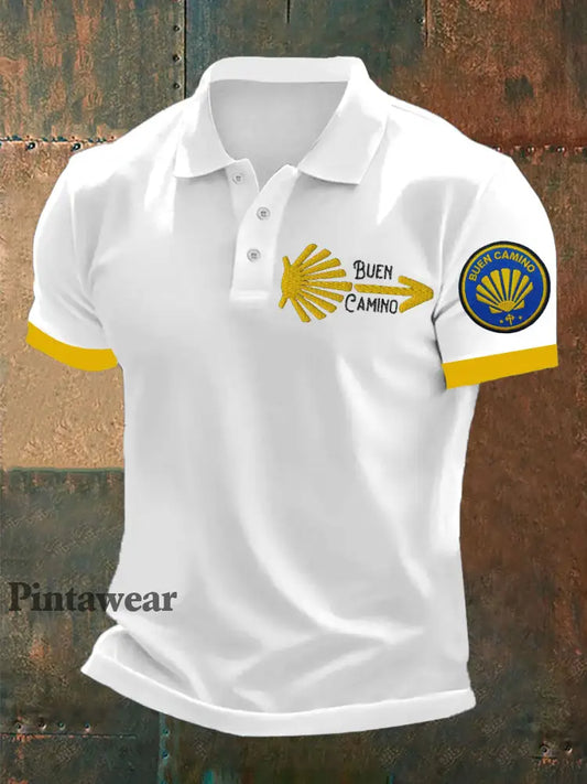 Polo España Fe Peregrinación a Santiago para hombre Blanco / S
