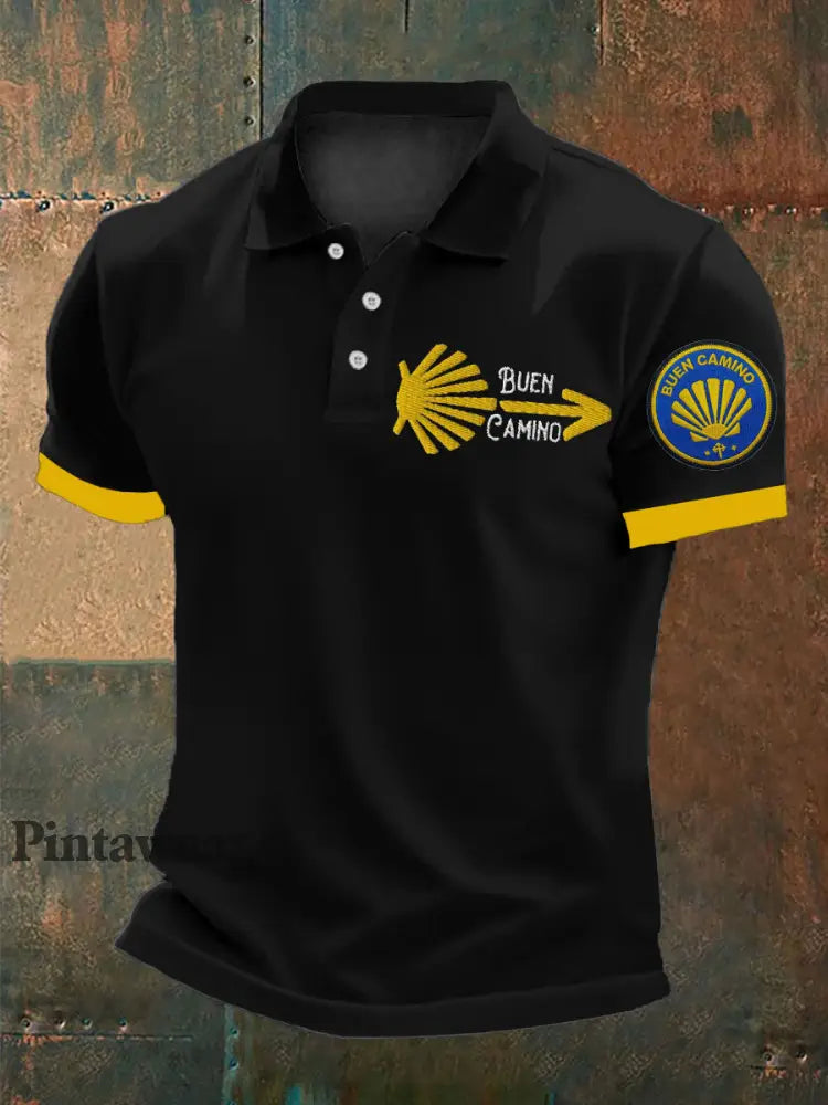 Polo España Fe Peregrinación a Santiago para hombre Negro / S