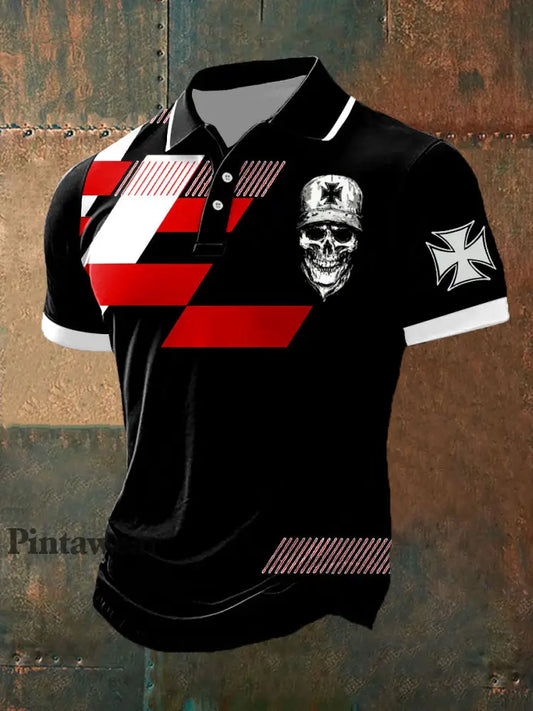 Polo Männer Deutsches Eisernes Kreuz Schädel para hombre negro / S