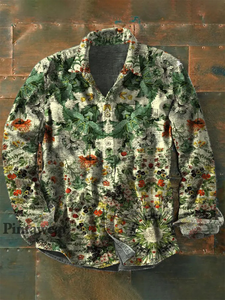 Retro Boho Floral Art Impreso Western Vintage Unisex Casual Camisa de manga larga de algodón A / S Camisas