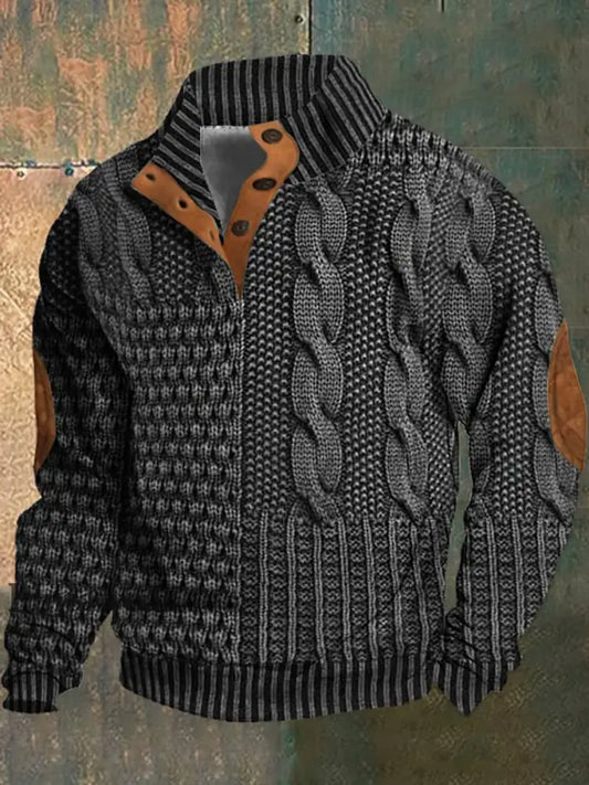 Retro mosaico color bloque impreso soporte de solapa collar botón flush sudadera al aire libre A / S Polo