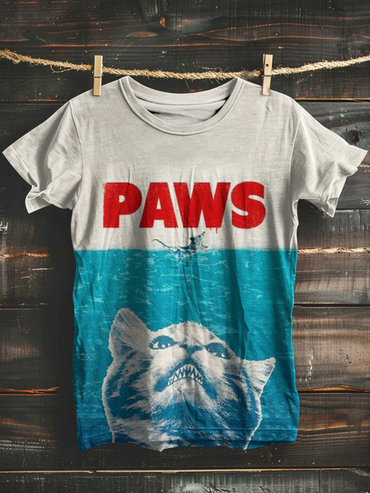 Unisex Paws Print Casual manga corta camiseta