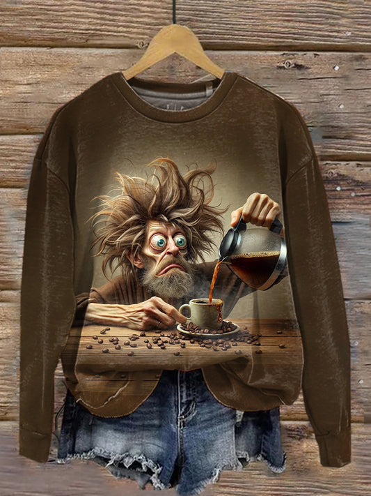 Unisex Funny Old Man Art Illustration Impreso Casual Round Neck Sudadera