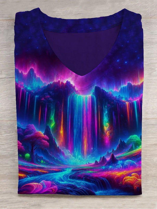 Unisex colorido cascada impresión abstracta diseño camiseta