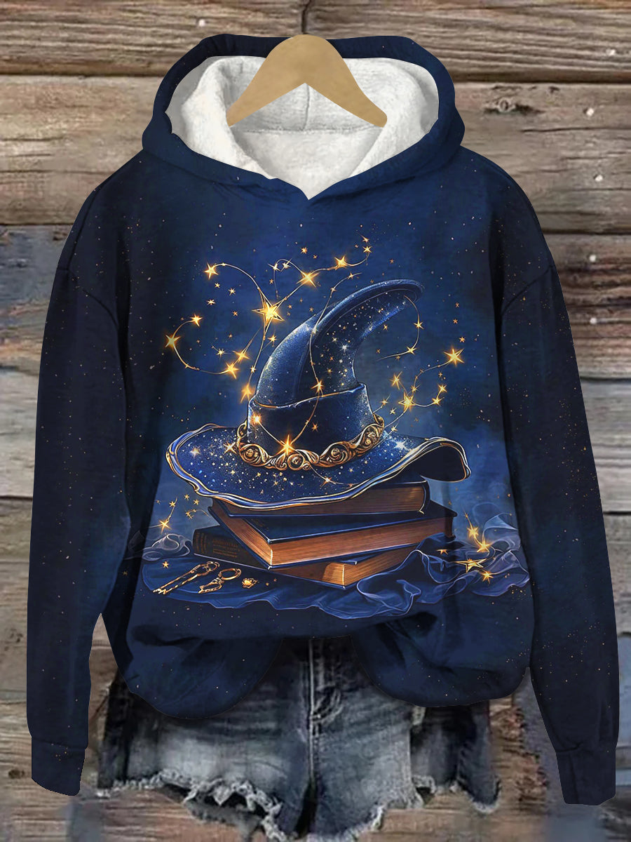 Magic Book Bruja Art Print Unisex Casual Sudadera con capucha