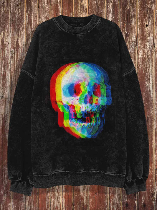 Unisex Punk Skull Halloween Imprimir Crew Neck Casual Sudadera