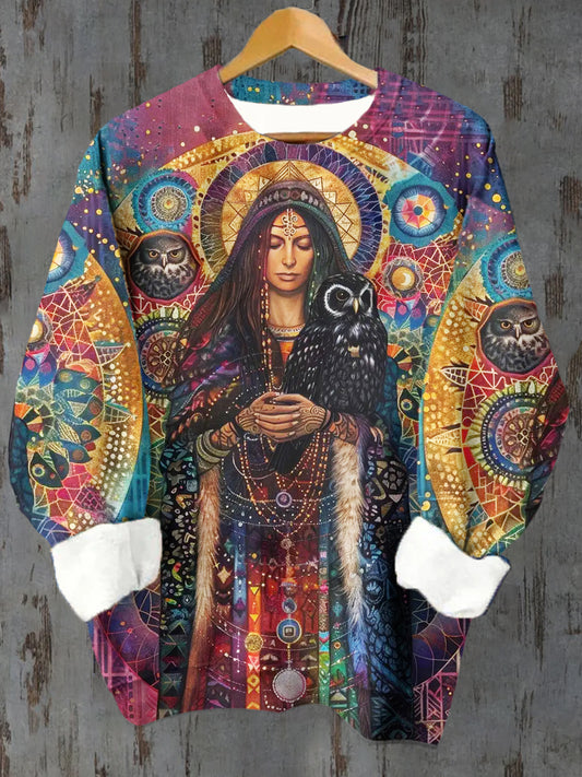 Sudadera de cuello redondo casual unisex con patrón de oración de tarjeta de tarot