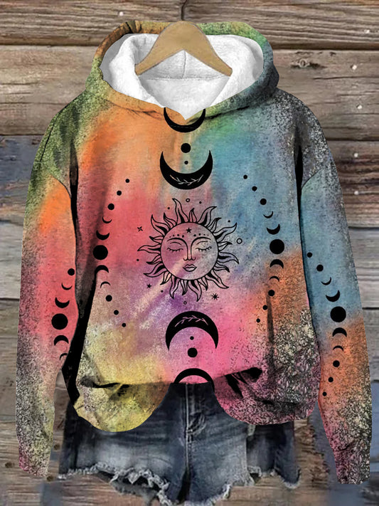 Unisex Tarot Sun and Moon Graphic Sudadera con capucha casual