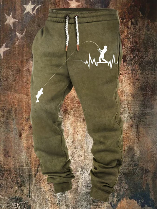 Retro Graphic Print Logo al aire libre Casual Sweatpants