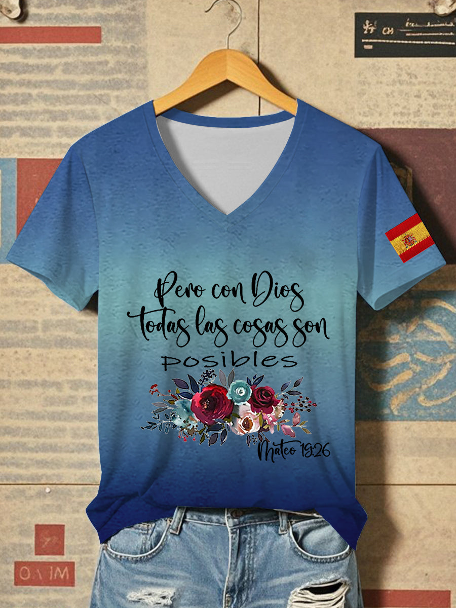 Camiseta de manga corta verso español de la Biblia de las mujeres