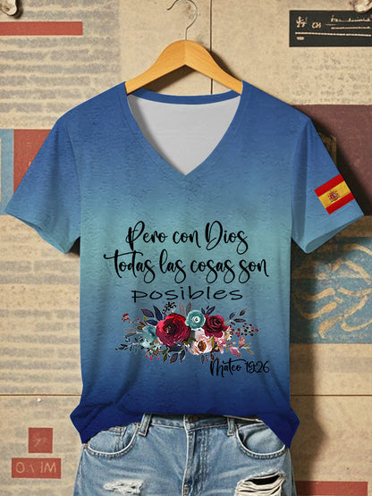 Camiseta de manga corta verso español de la Biblia de las mujeres