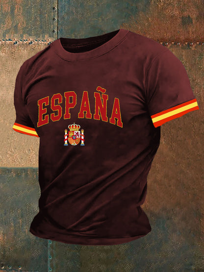 Top de manga corta con estampado de bandera de España para hombre