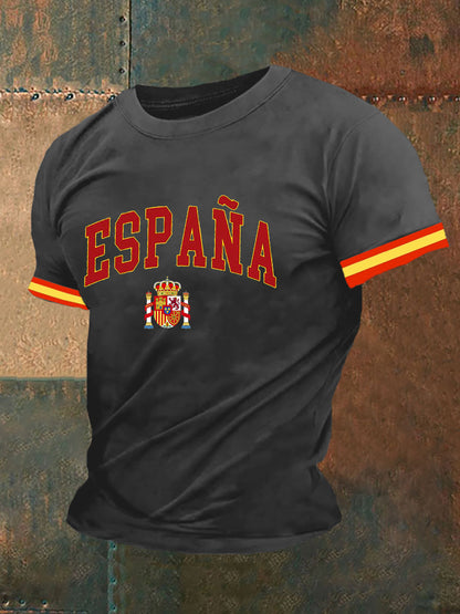 Top de manga corta con estampado de bandera de España para hombre