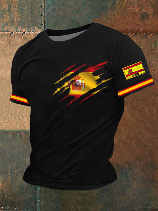 Camiseta bordada bandera española de los hombres