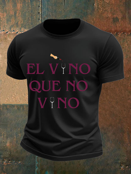 Camiseta impresa vino divertido de España de los hombres